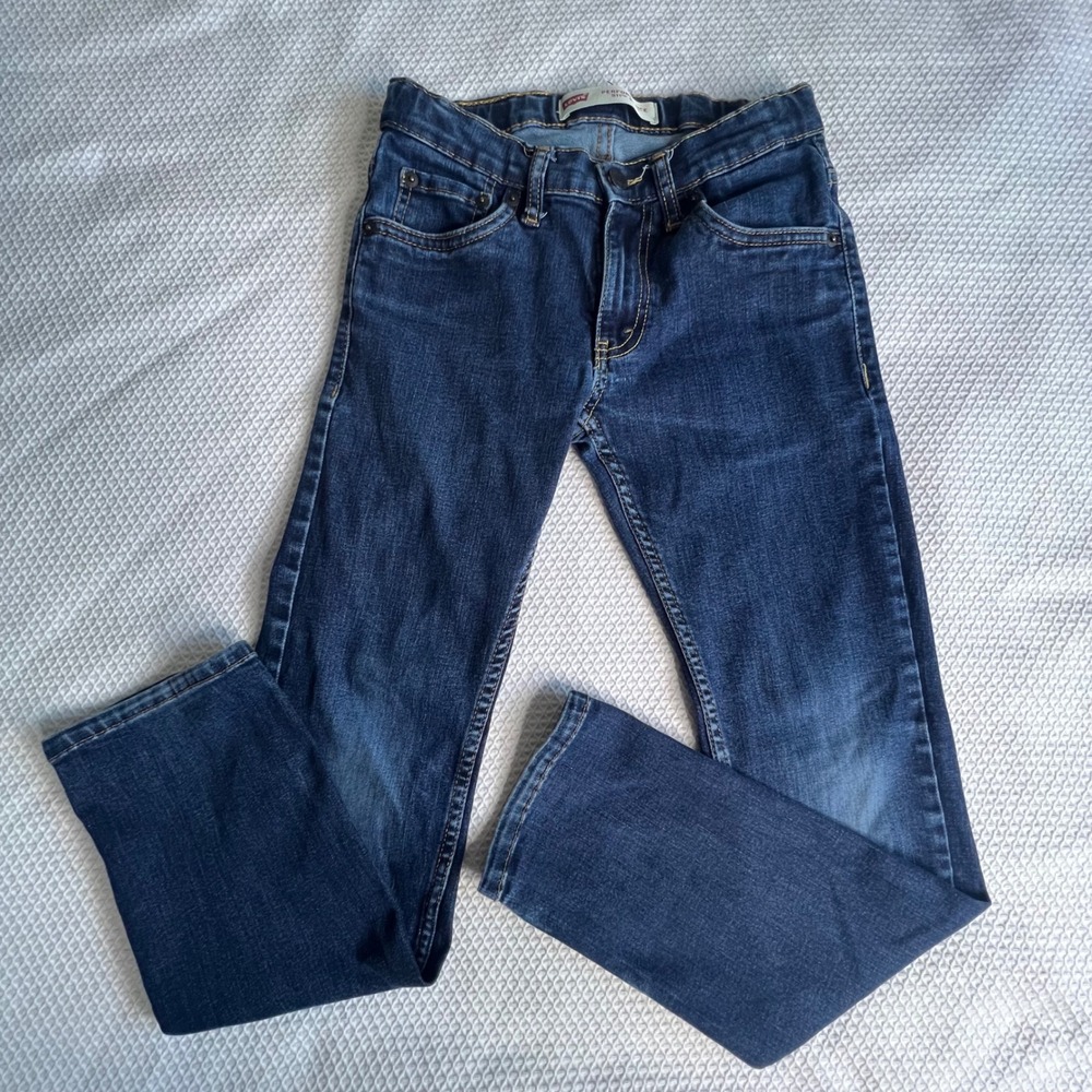 Levis Kids Boys 511 Performance Stretch Dark Wash Jeans Sz 12 Regular Adjustable